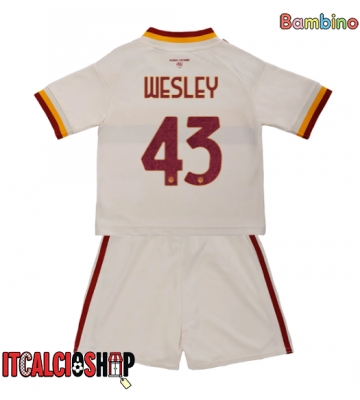 AS Roma Wesley Franca #43 Seconda Maglia Bambino 2026-27 Manica Corta (+ Pantaloni corti)